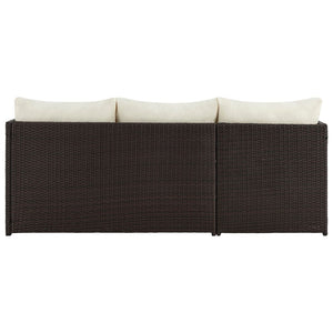 Manhattan Comfort Menton Modern Patio 2-Seater and Lounge Chair with Coffee Table Brown and Cream OD-CV009-CR