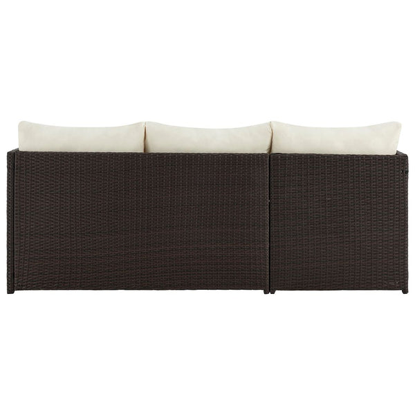 Manhattan Comfort Menton Modern Patio 2-Seater and Lounge Chair with Coffee Table Brown and Cream OD-CV009-CR