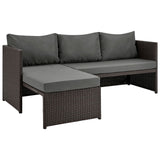 Manhattan Comfort Menton Modern Patio 2-Seater and Lounge Chair with Coffee Table Brown and Grey OD-CV009-GY