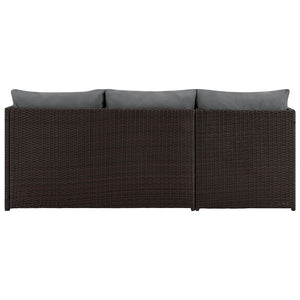 Manhattan Comfort Menton Modern Patio 2-Seater and Lounge Chair with Coffee Table Brown and Grey OD-CV009-GY