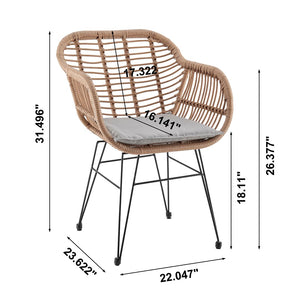 Manhattan Comfort Antibes 1.0 Modern Patio 2- Person Seating Group with End Table Tan and Grey OD-CV010-GY