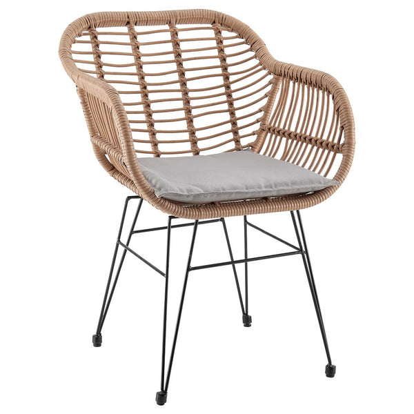 Manhattan Comfort Antibes 1.0 Modern Patio 2- Person Seating Group with End Table Tan and Grey OD-CV010-GY