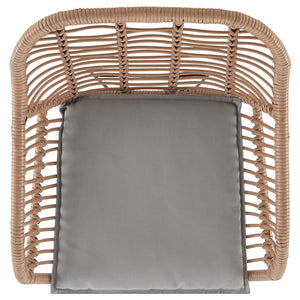 Manhattan Comfort Antibes 1.0 Modern Patio 2- Person Seating Group with End Table Tan and Grey OD-CV010-GY