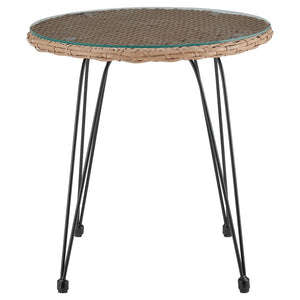 Manhattan Comfort Antibes 1.0 Modern Patio 2- Person Seating Group with End Table Tan and Grey OD-CV010-GY