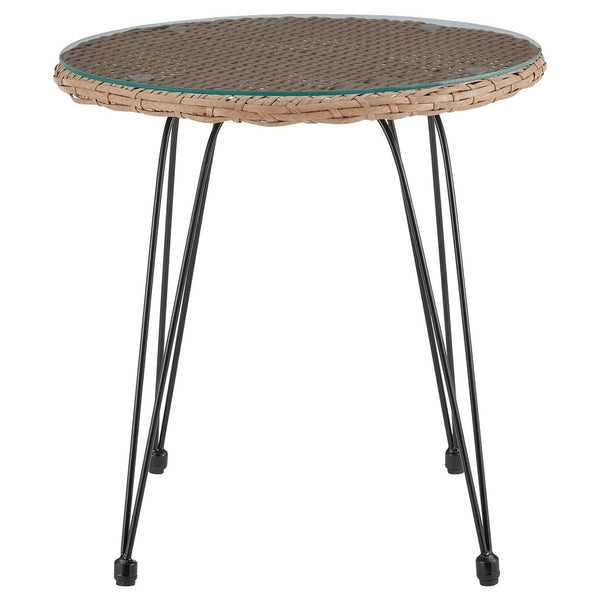 Manhattan Comfort Antibes 1.0 Modern Patio 2- Person Seating Group with End Table Tan and Grey OD-CV010-GY