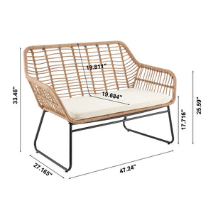 Manhattan Comfort Antibes 2.0 Modern Patio 4- Person Conversation Set with Coffee Table Tan and Cream OD-CV011-CR