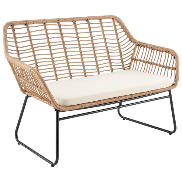 Manhattan Comfort Antibes 2.0 Modern Patio 4- Person Conversation Set with Coffee Table Tan and Cream OD-CV011-CR