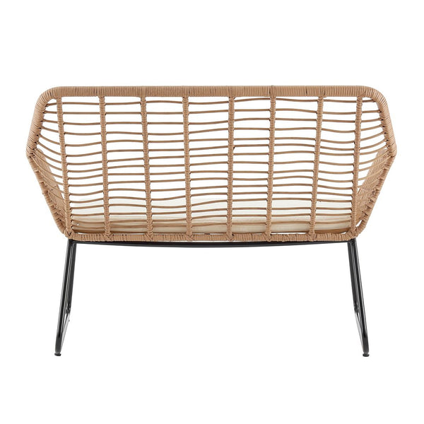 Manhattan Comfort Antibes 2.0 Modern Patio 4- Person Conversation Set with Coffee Table Tan and Cream OD-CV011-CR