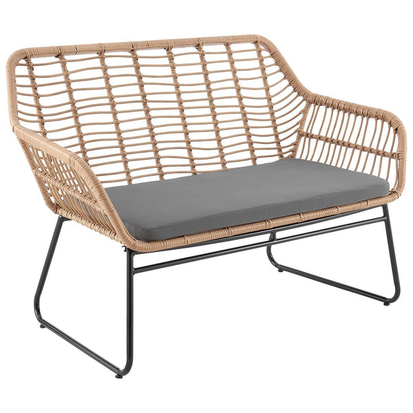 Manhattan Comfort Antibes 2.0 Modern Patio 4- Person Conversation Set with Coffee Table Tan and Grey OD-CV011-GY