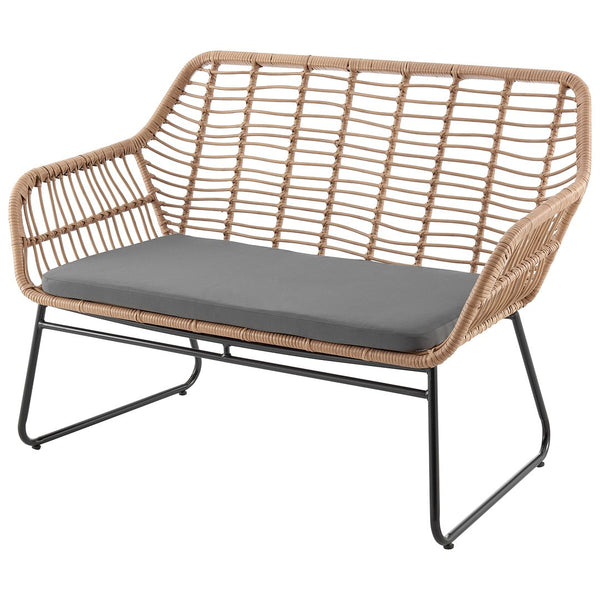 Manhattan Comfort Antibes 2.0 Modern Patio 4- Person Conversation Set with Coffee Table Tan and Grey OD-CV011-GY