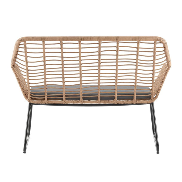 Manhattan Comfort Antibes 2.0 Modern Patio 4- Person Conversation Set with Coffee Table Tan and Grey OD-CV011-GY