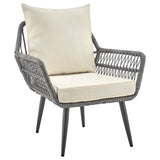 Manhattan Comfort Cannes Modern Patio 2- Person Seating Group with End Table Grey and Cream OD-CV012-CR