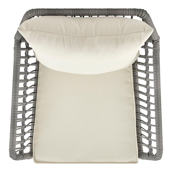 Manhattan Comfort Cannes Modern Patio 2- Person Seating Group with End Table Grey and Cream OD-CV012-CR