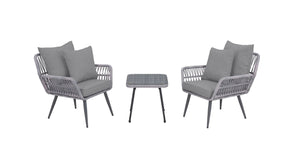 Manhattan Comfort Cannes Modern Patio 2- Person Seating Group with End Table Grey OD-CV012-GY