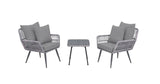 Manhattan Comfort Cannes Modern Patio 2- Person Seating Group with End Table Grey OD-CV012-GY