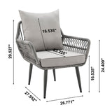 Manhattan Comfort Cannes Modern Patio 2- Person Seating Group with End Table Grey OD-CV012-GY