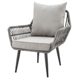 Manhattan Comfort Cannes Modern Patio 2- Person Seating Group with End Table Grey OD-CV012-GY