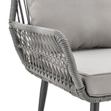 Manhattan Comfort Cannes Modern Patio 2- Person Seating Group with End Table Grey OD-CV012-GY