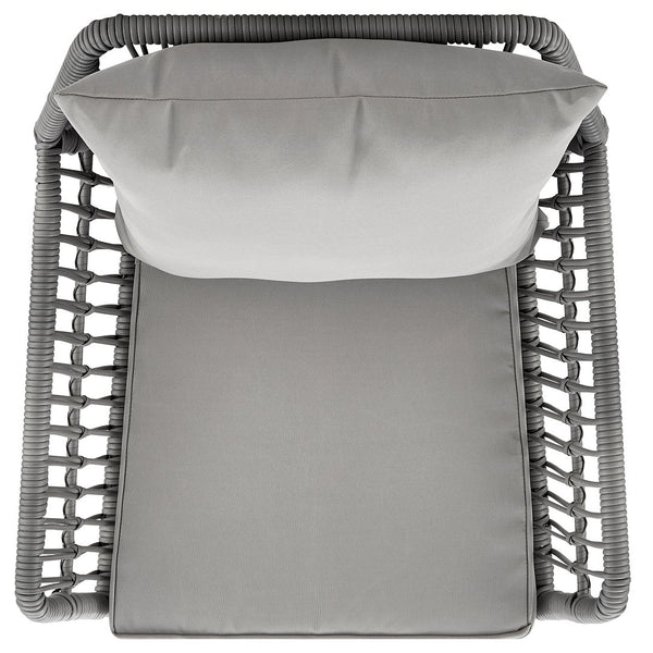 Manhattan Comfort Cannes Modern Patio 2- Person Seating Group with End Table Grey OD-CV012-GY