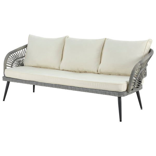 Manhattan Comfort Riviera Modern Patio 5- Person Conversation Set with Coffee Table Grey and Cream OD-CV015-CR