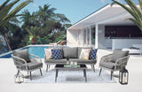 Manhattan Comfort Riviera Modern Patio 5- Person Conversation Set with Coffee Table Grey OD-CV015-GY