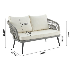 Manhattan Comfort Riviera Modern Patio 4- Person Conversation Set with Coffee Table Grey and Cream OD-CV016-CR