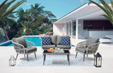 Manhattan Comfort Riviera Modern Patio 4- Person Conversation Set with Coffee Table Grey OD-CV016-GY