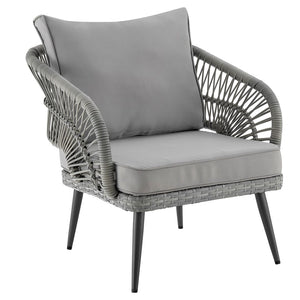 Manhattan Comfort Riviera Modern Patio 4- Person Conversation Set with Coffee Table Grey OD-CV016-GY