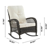 Manhattan Comfort Fruttuo Traditional Patio Rocking Chair Mixed Grey Weave and Cream OD-CV017-CR