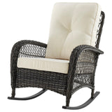 Manhattan Comfort Fruttuo Traditional Patio Rocking Chair Mixed Grey Weave and Cream OD-CV017-CR