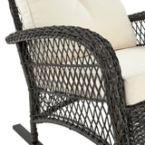 Manhattan Comfort Fruttuo Traditional Patio Rocking Chair Mixed Grey Weave and Cream OD-CV017-CR