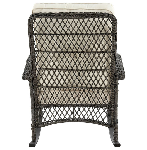 Manhattan Comfort Fruttuo Traditional Patio Rocking Chair Mixed Grey Weave and Cream OD-CV017-CR