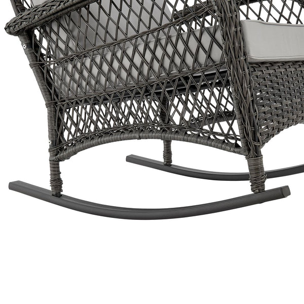 Manhattan Comfort Fruttuo Traditional Patio Rocking Chair Mixed Grey OD-CV017-GY