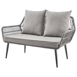 Manhattan Comfort Portofino Modern Patio 4- Person Conversation Set with Coffee Table Grey OD-CV019-GY