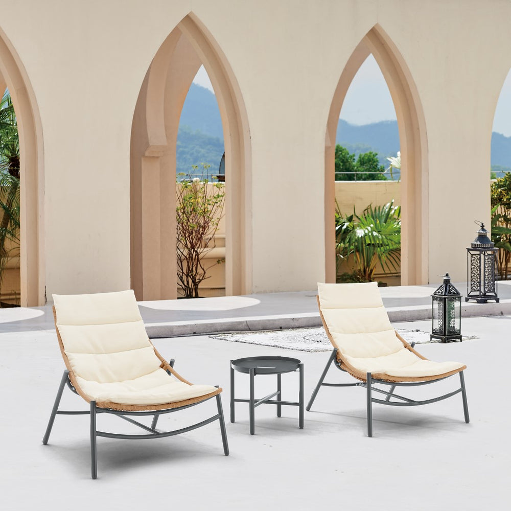 Sunset 3-Piece Patio Conversation Set in Cream OD-CV021-CR Manhattan Comfort