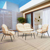 Pine 4-Piece Patio Conversation Set in Cream OD-CV022-CR Manhattan Comfort