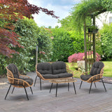 Pine 4-Piece Patio Conversation Set in Grey OD-CV022-GY Manhattan Comfort