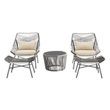 Ashland 3-Piece Patio Conversation Set with Foot Ottomans