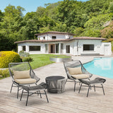 Ashland 3-Piece Patio Conversation Set with Foot Ottomans in Cream OD-CV023-CR Manhattan Comfort