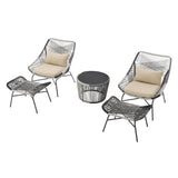 Ashland 3-Piece Patio Conversation Set with Foot Ottomans in Cream OD-CV023-CR Manhattan Comfort