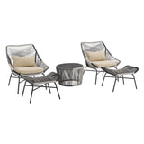 Ashland 3-Piece Patio Conversation Set with Foot Ottomans in Cream OD-CV023-CR Manhattan Comfort