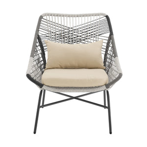 Ashland 3-Piece Patio Conversation Set with Foot Ottomans in Cream OD-CV023-CR Manhattan Comfort