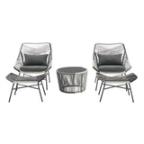 Ashland 3-Piece Patio Conversation Set with Foot Ottomans in Grey OD-CV023-GY Manhattan Comfort