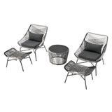 Ashland 3-Piece Patio Conversation Set with Foot Ottomans in Grey OD-CV023-GY Manhattan Comfort