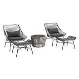 Ashland 3-Piece Patio Conversation Set with Foot Ottomans in Grey OD-CV023-GY Manhattan Comfort