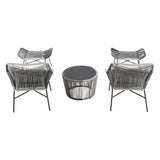 Ashland 3-Piece Patio Conversation Set with Foot Ottomans in Grey OD-CV023-GY Manhattan Comfort