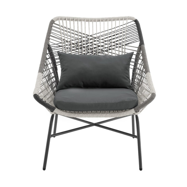 Ashland 3-Piece Patio Conversation Set with Foot Ottomans in Grey OD-CV023-GY Manhattan Comfort