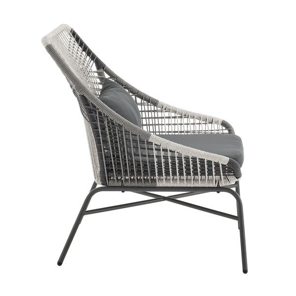 Ashland 3-Piece Patio Conversation Set with Foot Ottomans in Grey OD-CV023-GY Manhattan Comfort