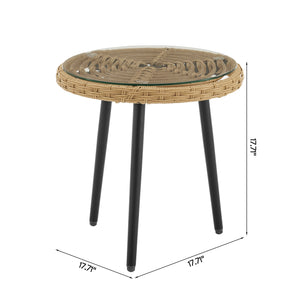 Benson 3-Piece Patio Rocking Chair with Ottoman and Table  in Cream OD-CV024-CR Manhattan Comfort