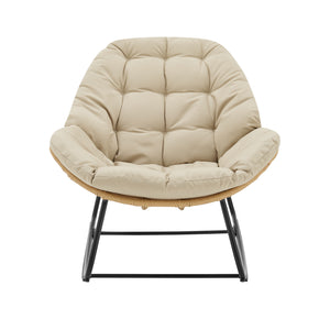 Benson 3-Piece Patio Rocking Chair with Ottoman and Table  in Cream OD-CV024-CR Manhattan Comfort